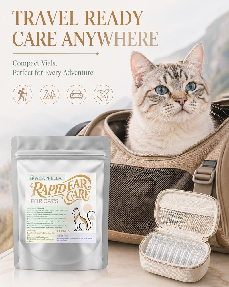 ACAPPELLA Cats Ear Cleaner Solution Drops - 10 Count
