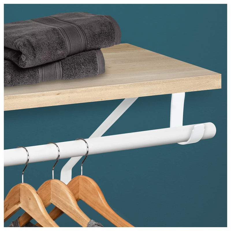 Nuk3y Heavy Duty Adjustable Shelf Rod Support Bracket (White) White