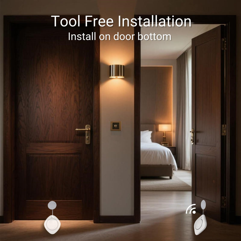 Door Alarm Chime When Opened, No Wiring or Subscription, 14 Chimes, 4 Volume with Mute, 3W Speaker for Clear Sound, LED Alert, Low Battery Warning, Strong Adhesive Tape for Easy Install on Any Door 4 Sensors + 1 Receiver
