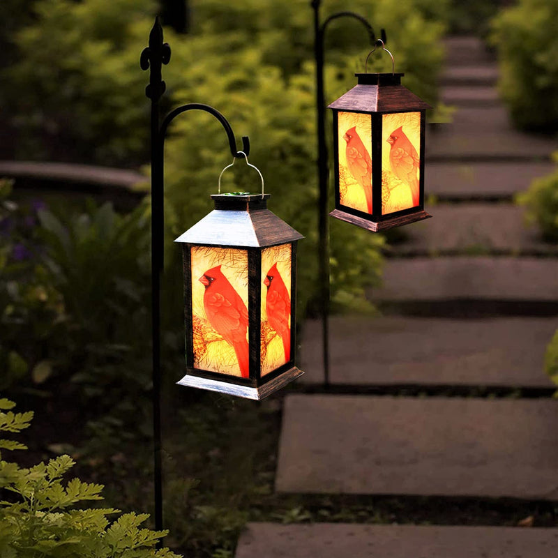 Solar Lanterns, Outdoor Hanging Lanterns Waterproof LED Solar Cardinal Lights Tabletop Lamp for Outdoor Patio Garden as Gifts for Mom Grandma Women Art Deco1