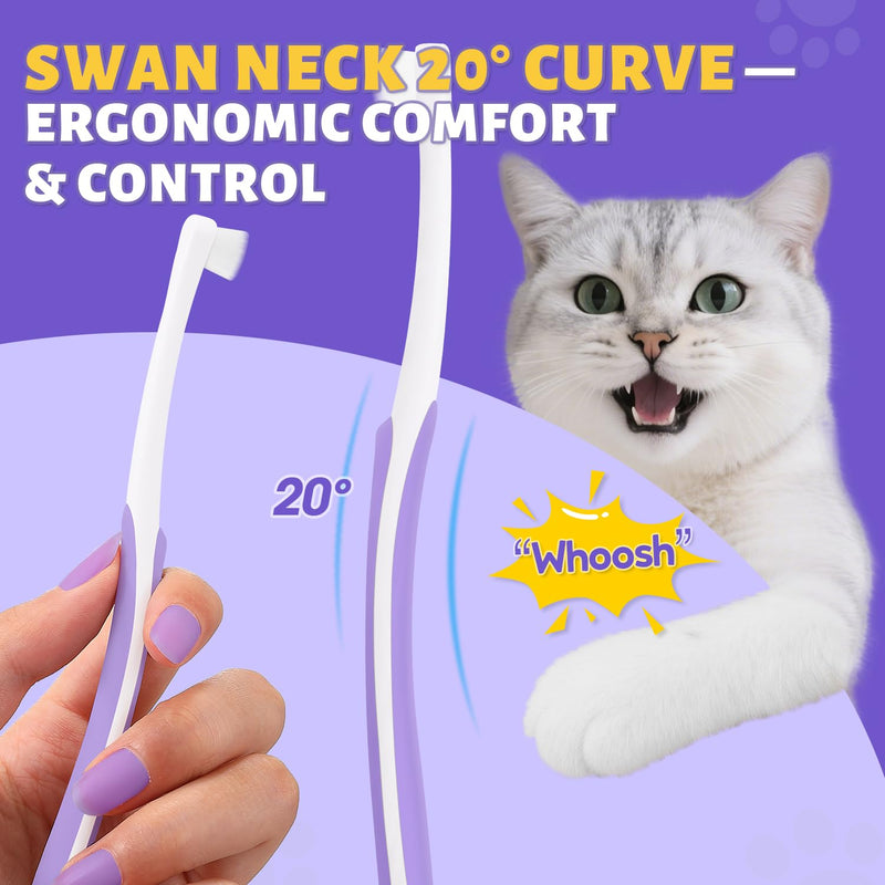 Cat Toothbrush for Daily Teeth Cleaning + 6% nHA Pet Dual-Enzymatic Toothpaste