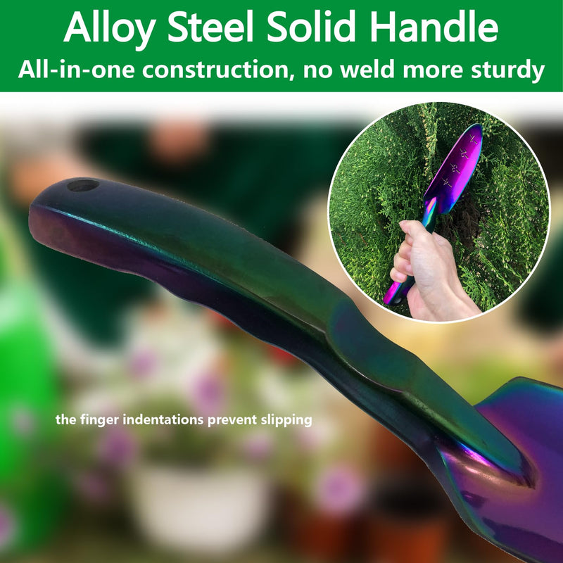 Garden Shovels - 2 Pack Gardening Tools, Heavy Duty Garden Trowels, High Strength Alloy Steel for Soil Digging Planting Transplanting Weeding - Solid Metal Handle, Colorful Dig-Plant & Large Transplanter Tools