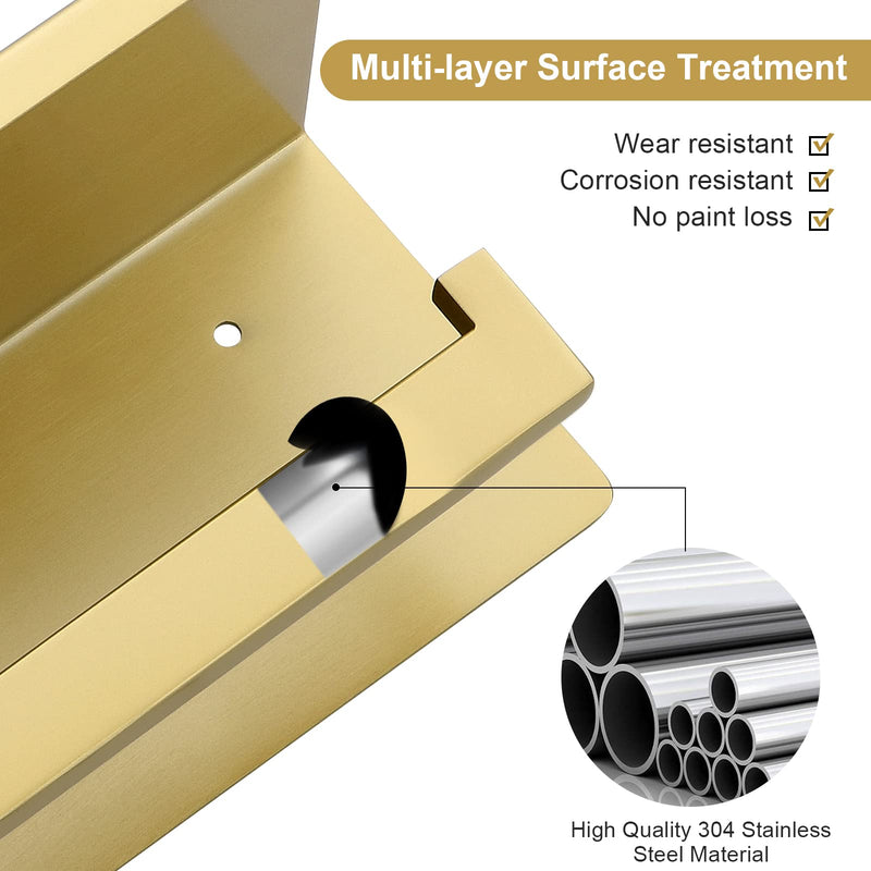 Toilet Paper Holder with Shelf Modern Bathroom Hardware Accessories, Multifunctional Gold Toilet Paper Holder,Stainless Steel Wall Mounting Brushed Gold