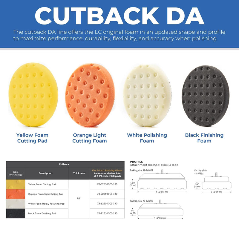 5.5" CCS White Polishing Foam pad (Pack of 2). Lake Country Original CCS White Polishing pad Safe for All finishes and Painted Surfaces. Fits 5" Backing Plate.