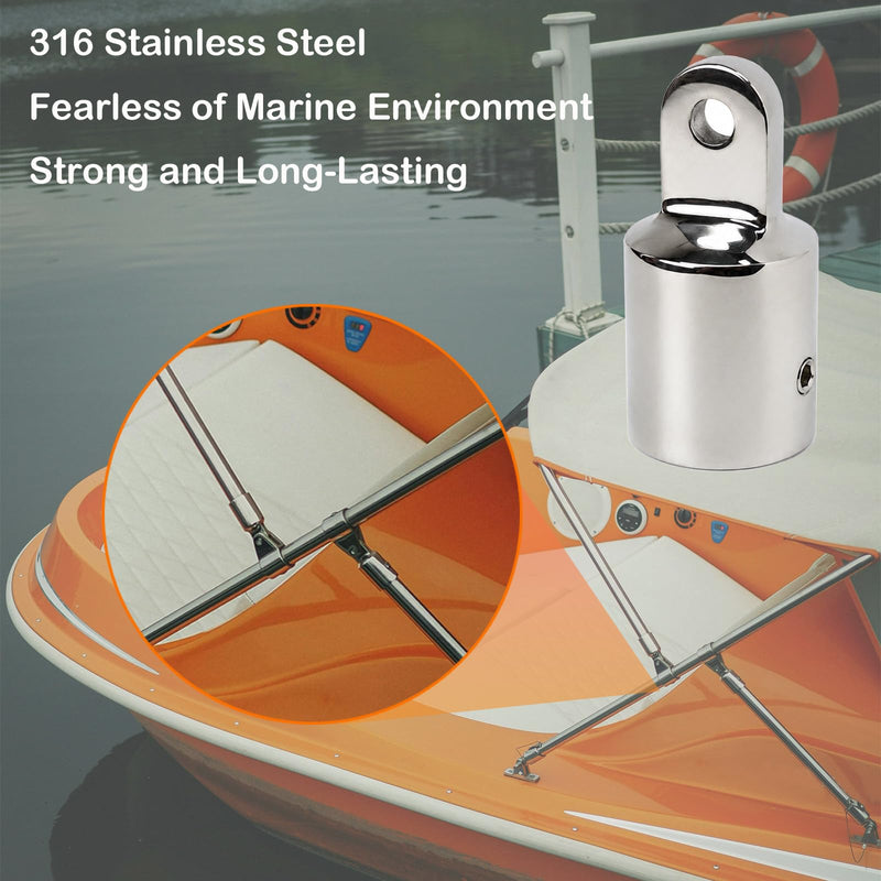 Bimini Top Eye End Cap Kit 7/8" & 1", 316 Stainless Steel Marine Boat Hardware, 4PCS Heavy Duty Bimini Fittings, Replacement Parts with Allen Wrench & Extra Set Screws ‎1 inch