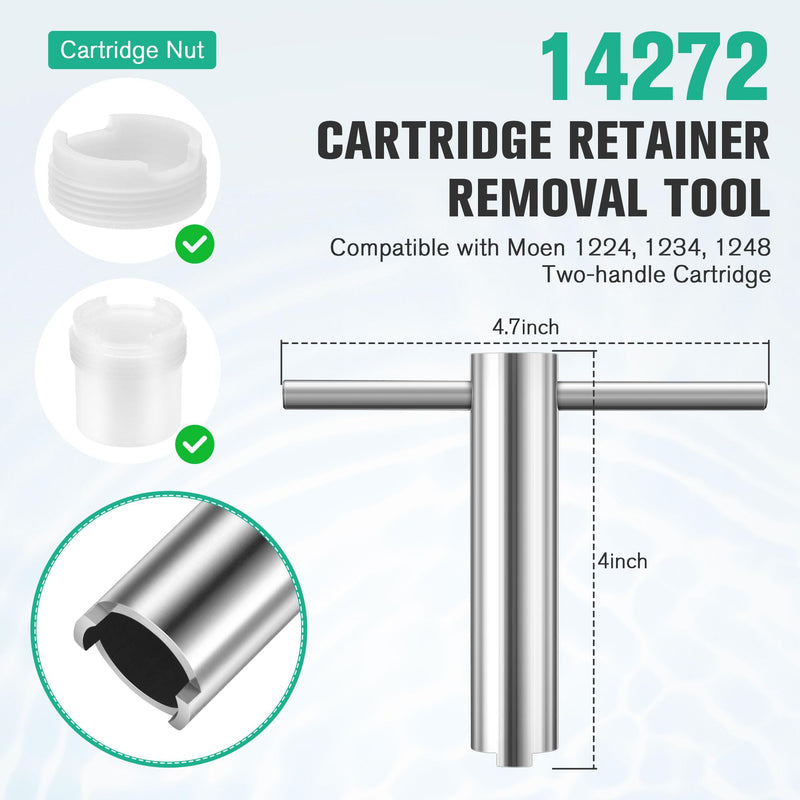 Feekoon 1224 1224B Faucet Cartridge Replacement Kit Compatible with Moen Most Double Handle Faucets and Tub/Showers, Bathroom Faucet Replacement Parts with 14272 Cartridge Removal Tool