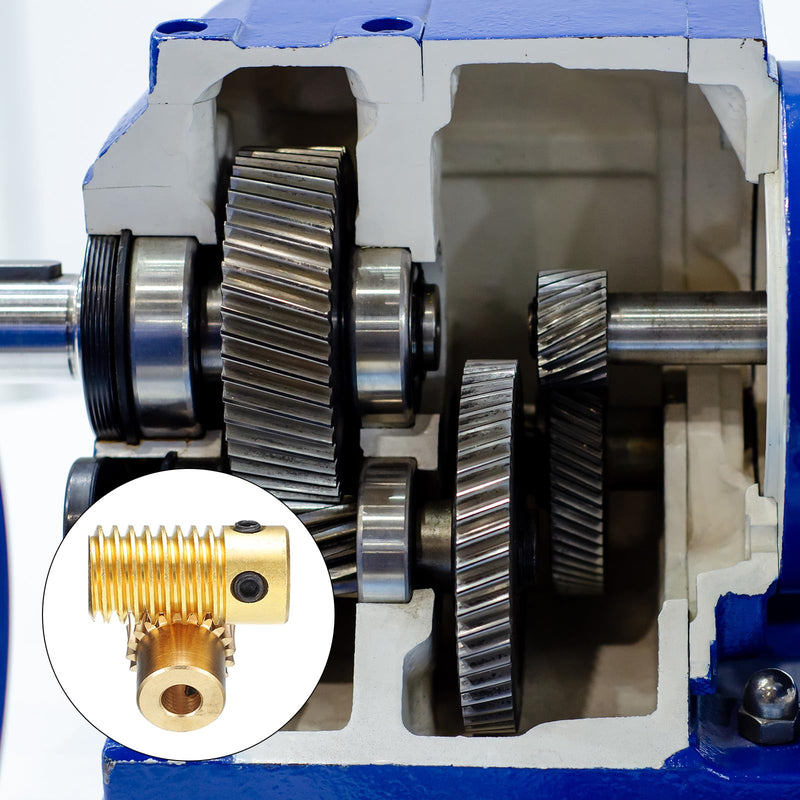 uxcell Worm Gear Set - 0.5 Module 20:1 Reduction Rate 3mm Hole Dia Gear Shaft and 4mm Hole Dia Gear Wheel 20T Drive Gear Box (Brass)