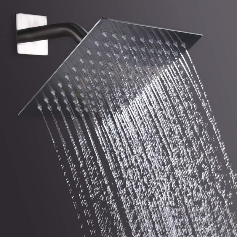 Rain Shower head, NearMoon High Flow Stainless Steel Square Rainfall ShowerHead, High Pressure Design, Awesome Shower Experience Even At Low Water Flow (8 Inch, Chrome Finish) 8 Inch