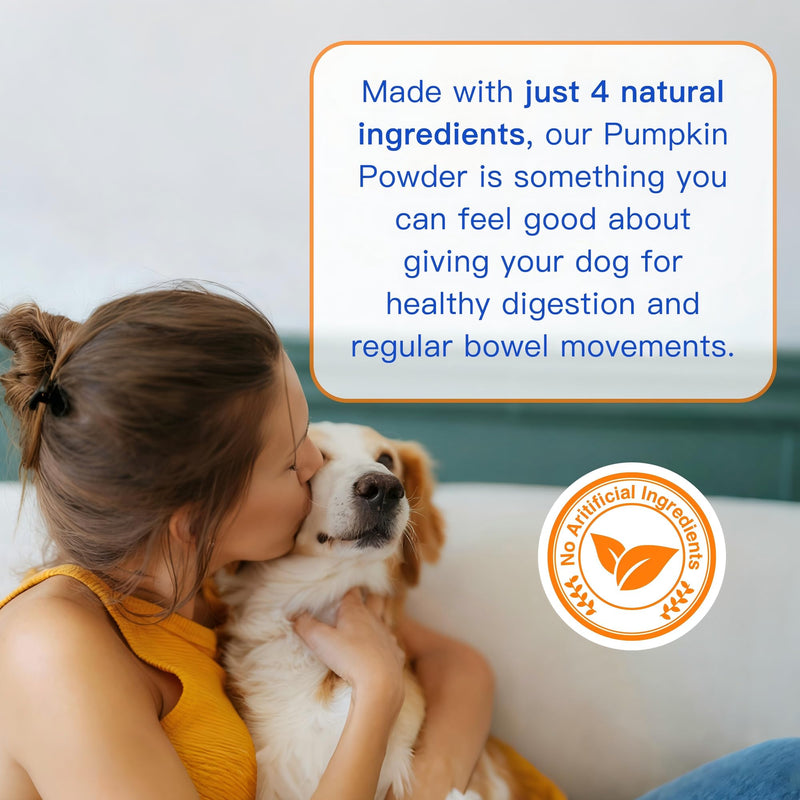 Pumpkin for Dogs and Cats - Pumpkin Powder to Make Puree, Natural Fiber for Dogs with Apple, Carrot, Ginger, Promote Regularity, Support Digestion, Diarrhea, Constipation, 60 Scoops
