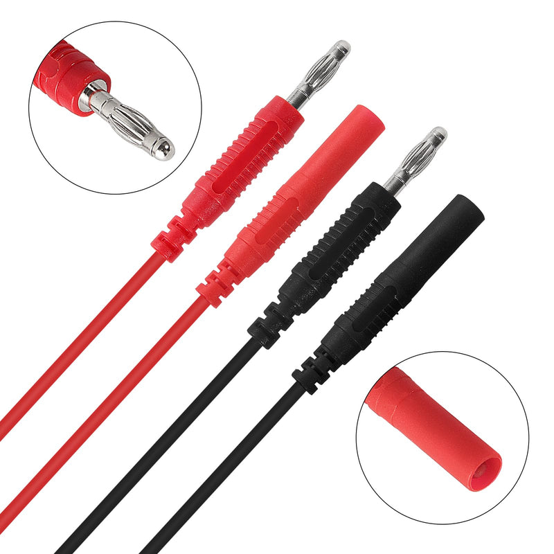 UMLIFE 8PCS Multimeter Test Lead Extension Male to Female Connector 4mm Banana Plug to Jack Heavy Duty 14AWG Silicone Wires Meter Leads Probes 3.3 Ft