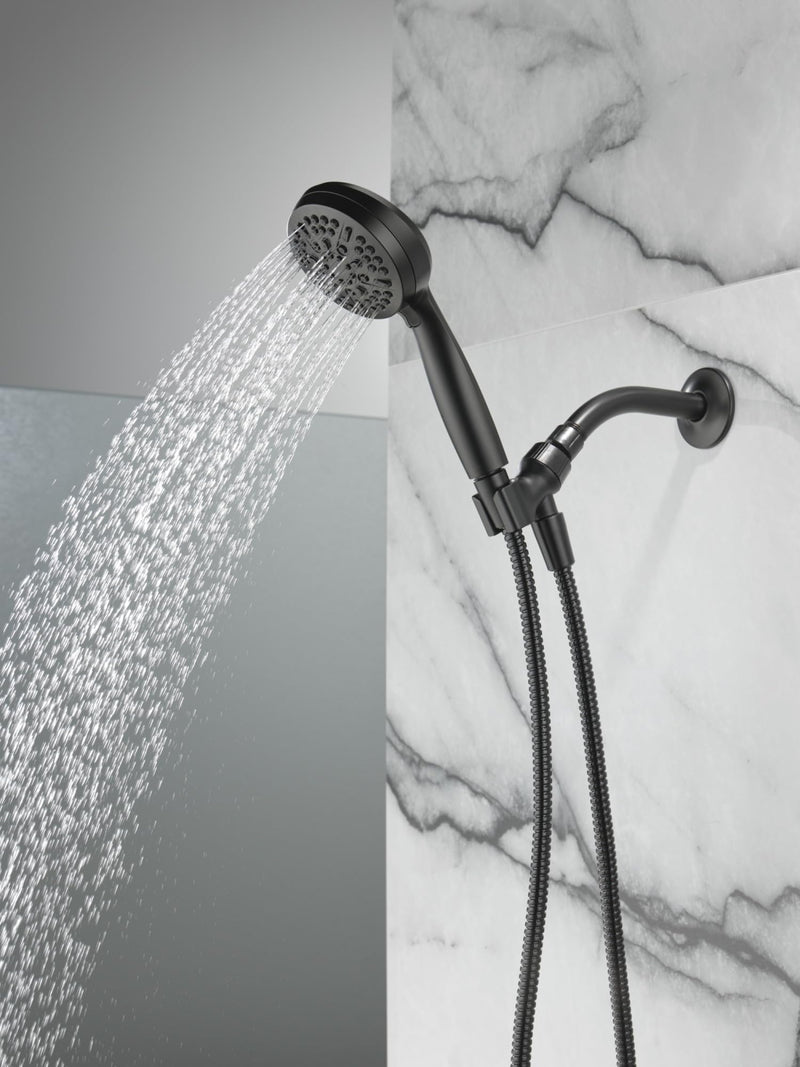 Delta Faucet 5-Setting Handheld Shower Head, Black Shower Head with Hose, Showerheads & Handheld Showers, Handheld Shower Heads, Detachable Shower Head, Hand Shower 1.75 GPM, Matte Black 75511BL