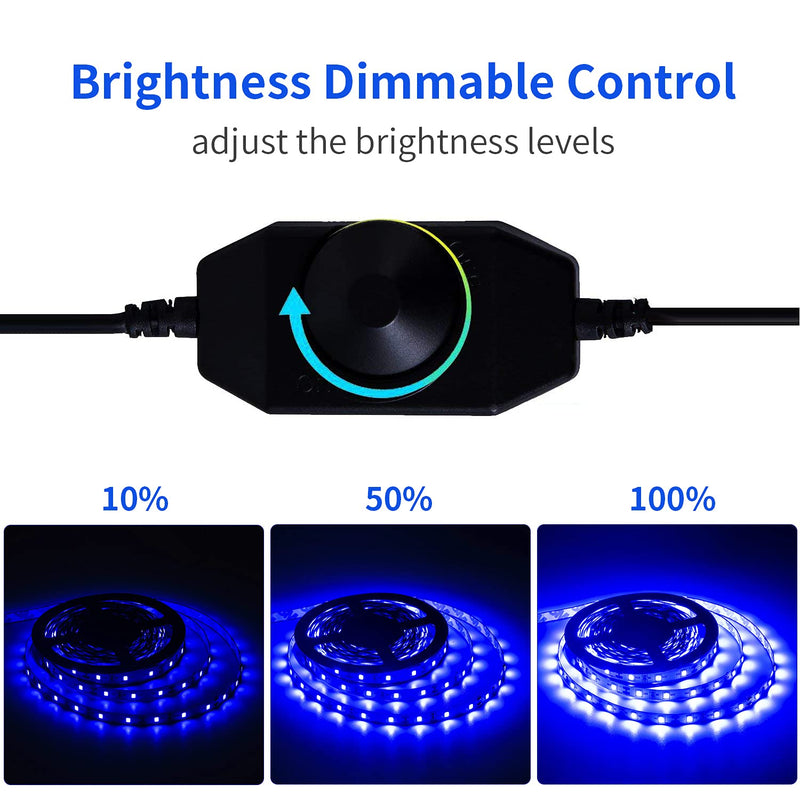 12 Volt 20ft Blue led Strip Lights, Non-Waterproof 360 LEDs Blue led Lights for Bedroom, Shops, Christmas, Halloween.