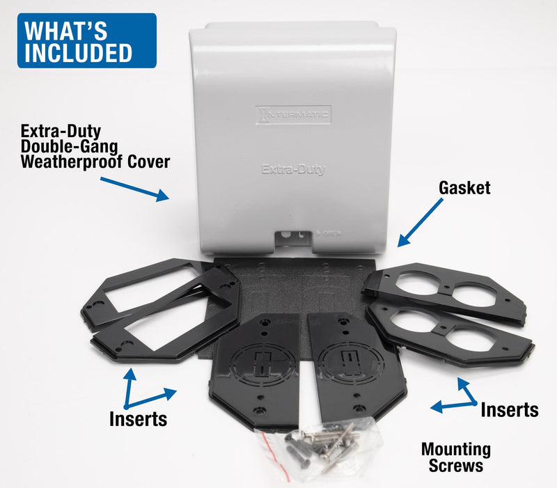 Intermatic WP1030MXD Extra-Duty Weatherproof Outdoor Outlet Cover - 3-1/8" Deep Dual Gang - Die Cast Construction for in-Use Protection