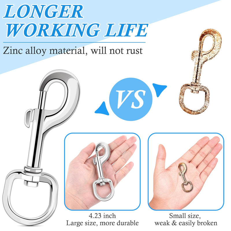 ERKOON Extra Large 4.23 Inch Swivel Eye Bolt Snap Hooks 220Lbs Load Capacity Zinc Alloy Single Ended Flag Clips Heavy Duty Trigger Bolt Hooks (8 Pack) 8 Pack