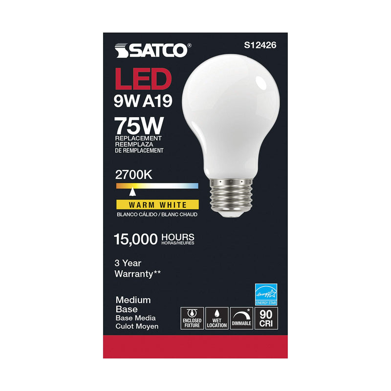 Satco (6 Pack Dimmable Led Filament Lamps, S12426, High Lumens, 11 Watt, A19; Soft White; Medium Base; 2700K; 90 CRI; 120 Volt for use at Residential, Hospitality, Display and Commercial