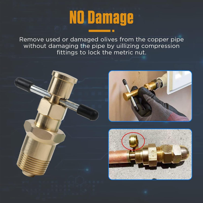 Pipe Olive Remover Puller Tool - Angchun Olive Puller Remover Ferrule Puller with Diameters of 1/2in & 3/4in Compression Sleeve Puller Tool Suitable for Brass Olive Pipes Easy Removal Without Damage