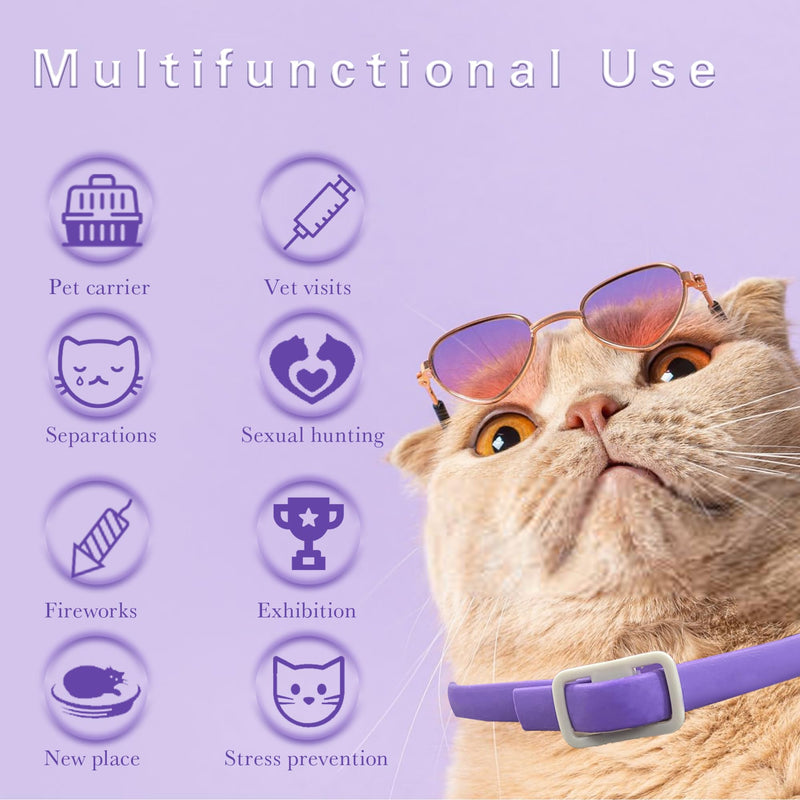 Simnice 4 Pack Calming Collar for Cats - Cat Pheromone Calming Collar Reduce Anxiety Stress for Pets, Long-Lasting Cat Calm Collars Adjustable Calm Collars for Cats Purple&Gray