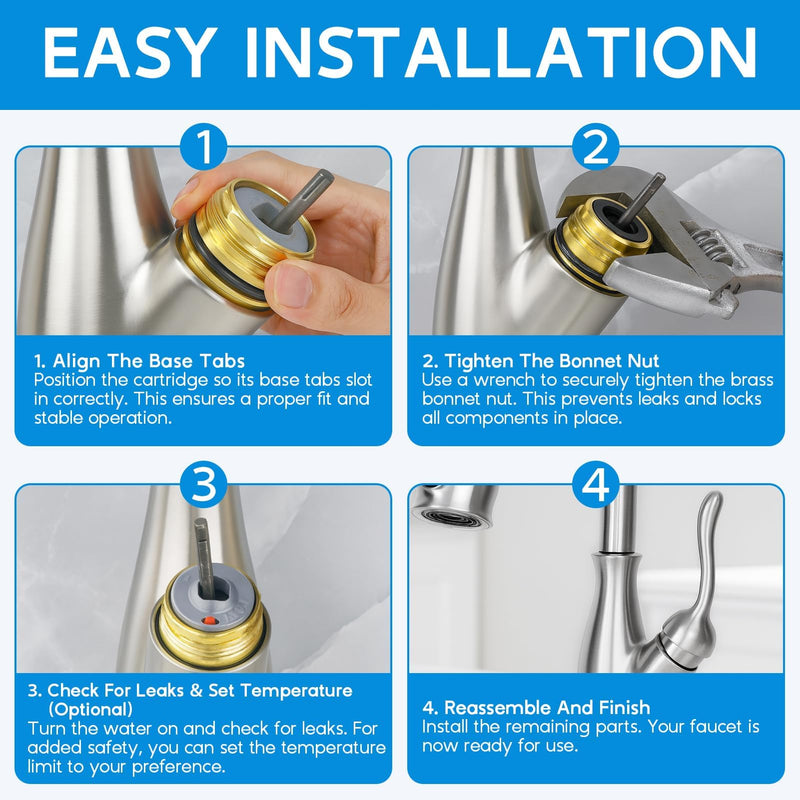 Upgraded RP50587 Faucet Cartridge Replacement Fit for Delta rp50587 DST Single Handle Kitchen and Lavatory Faucets Repair Kit(36mm) -Includes RP51503 Bonnet Nut, Fix Leak, Squeak, Temperature