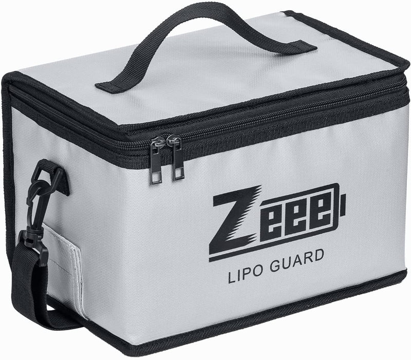 Zeee Lipo Safe Bag Battery Fireproof Large Capacity Storage Guard Battery Safey Pouch for Storage Charging - 10 Cell Adjustable(10.6x6.7x6.7in)