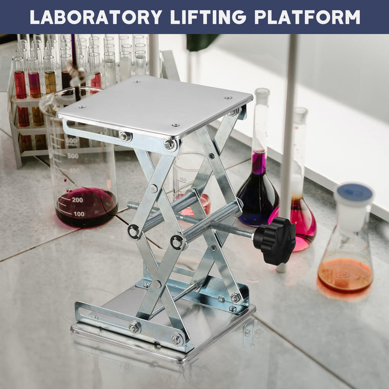 Lift Table Lab Stand Lifter, Scissor Lifting Jack Platform 6"X 6", Stainless Steel Laboratory Support Jack Platform with Black Hand Wheel, Expandable 75mm to 260mm 150*150*260mm