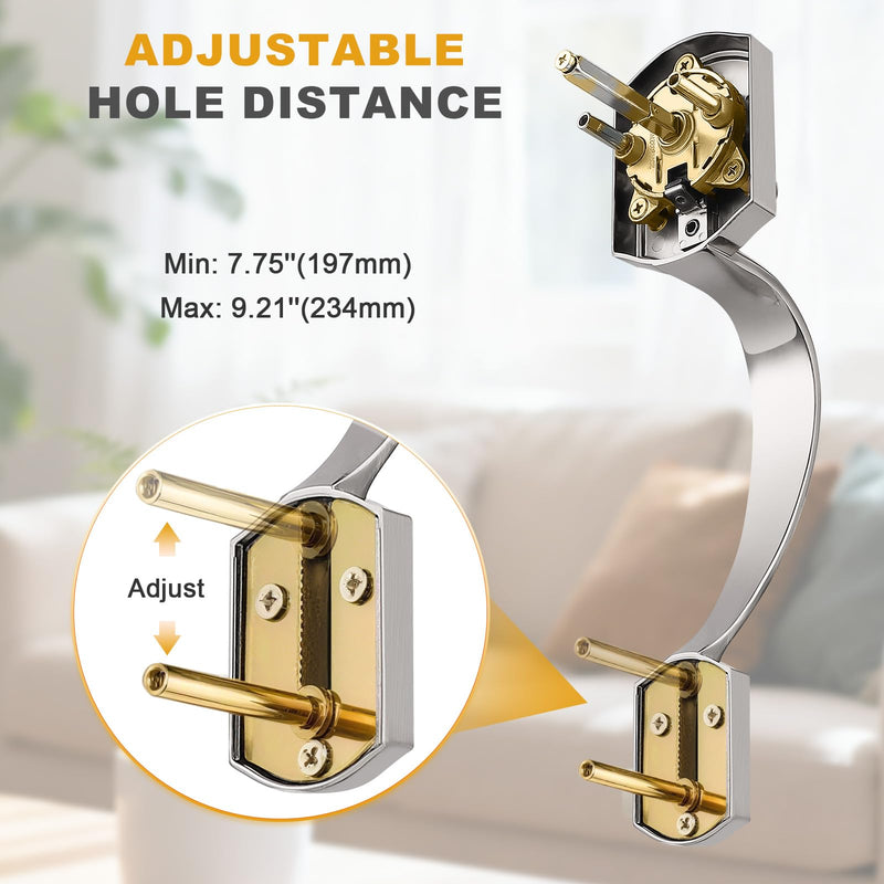 Probrico Brushed Nickel Front Door Handleset,Exterior Front Door Handle with Interior Door Knob, Front Door Knob Reversible for Right and Left Handed,1 Pack 1