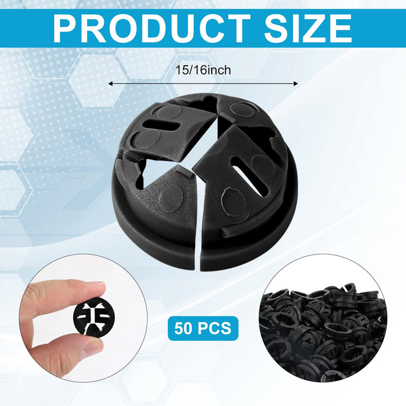50pcs Push-in Cable Connectors, 3/8 Inch Trade Size Non-Metallic Push In Connector Plastic Electrical Box Wire Inserts Button Push-in NM Cable Clamps Connector for 1/2 Inch Knockouts (Black) Black