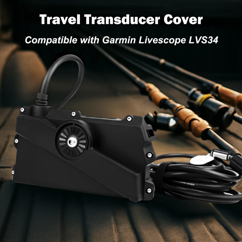 Travel Transducer Cover Compatible with Garmin Livescope LVS34, 30% Glass-Fiber Reinforced Sonar Shield Transducer Cover for Impact & Transport Protection, Waterproof ＆ Heat Resistant Protective Case
