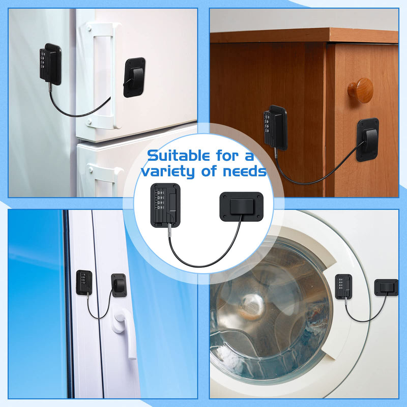 Zhengmy 4 Pcs Refrigerator Locks, Cabinet Locks with Combination, Heavy Duty Fridge Lock with 4 Digit Code for Kids Adults, Child Proof Fridge Lock, Drawers, Closets, Windows, Easy Install(Black) Black