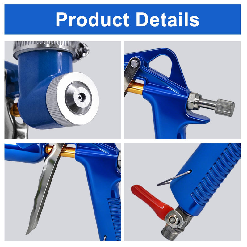 Air Texture Gun, Drywall Hopper Sprayer with 3 Nozzles, 1.5 Gallon Blue