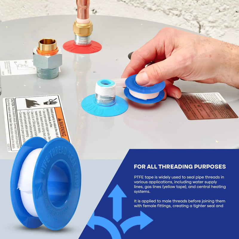 Plumbers PTFE Tape 3/4" W x 520" L Pipe Thread Tape, High Density Thread Sealant Tape Water Seal Plumbing Tape for Shower Head, Pipes, Gas Lines, Leak Prevention 520" Pack of 1
