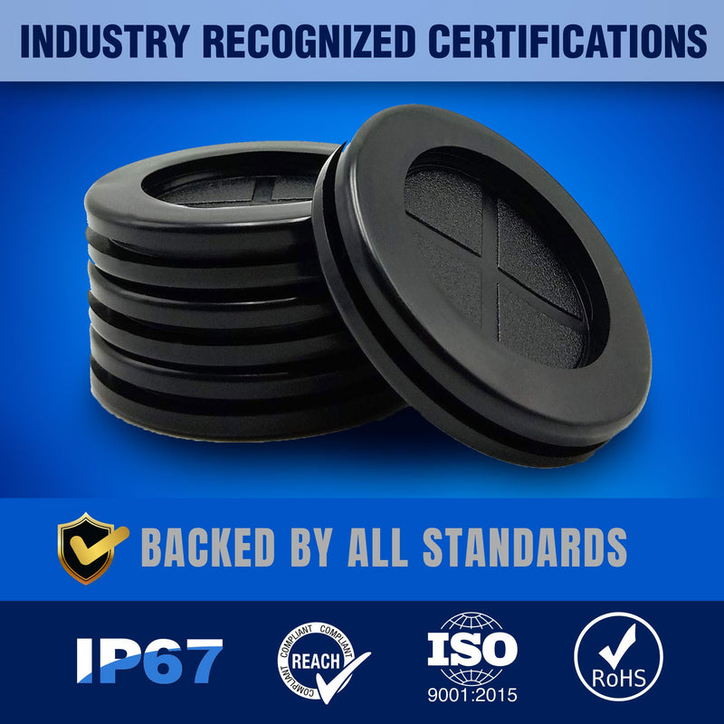 New Age America® 52pcs Rubber Grommets Kit | 5/8 Inch to 1-1/2 Inch | 6 Sizes | Black Wire Grommets | Firewall Hole Plug | Double Sided Round Rubber Hole Plug | 5/8", 13/16", 7/8", 1", 1-3/16", 1-1/2" 52 PCS | Drill Hole
