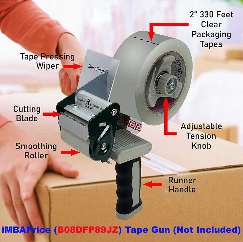 iMBAPrice Sealing Tape - 1 Box of Premium (36 Roll of 110 Yards) 36x330 Feet Long 2" Wide Ultra Clear Shipping Packaging Tape 36 Rolls / 2" Wide (Clear)