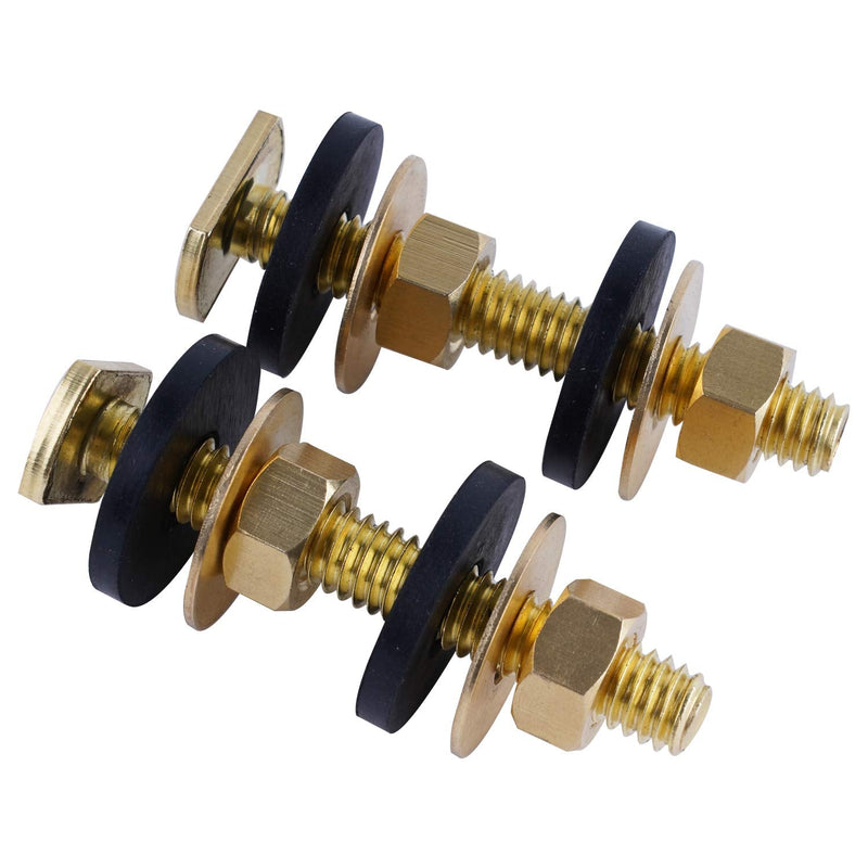 Hibbent Toilet Floor Bolts and Caps Set, Universal Toilet Bowl to Floor Bolts Solid Brass, Including 2 Brass Bolts, 4 Bolt Caps with Nuts/Washers Toilet Bolts Heavy Duty Bolts Closet Bolt Set