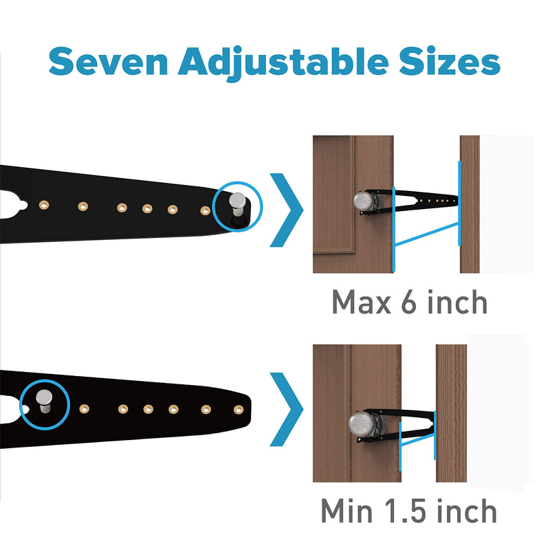 Cat Door Latch with Stabilizer, 7 Sizes Adjustable Cat Door Holder Latch, Keeps Dog Out of Litter Box, No-Drill Alternative to Pet Gates & Interior Cat Door, Black, 2 Packs Black 2 Packs