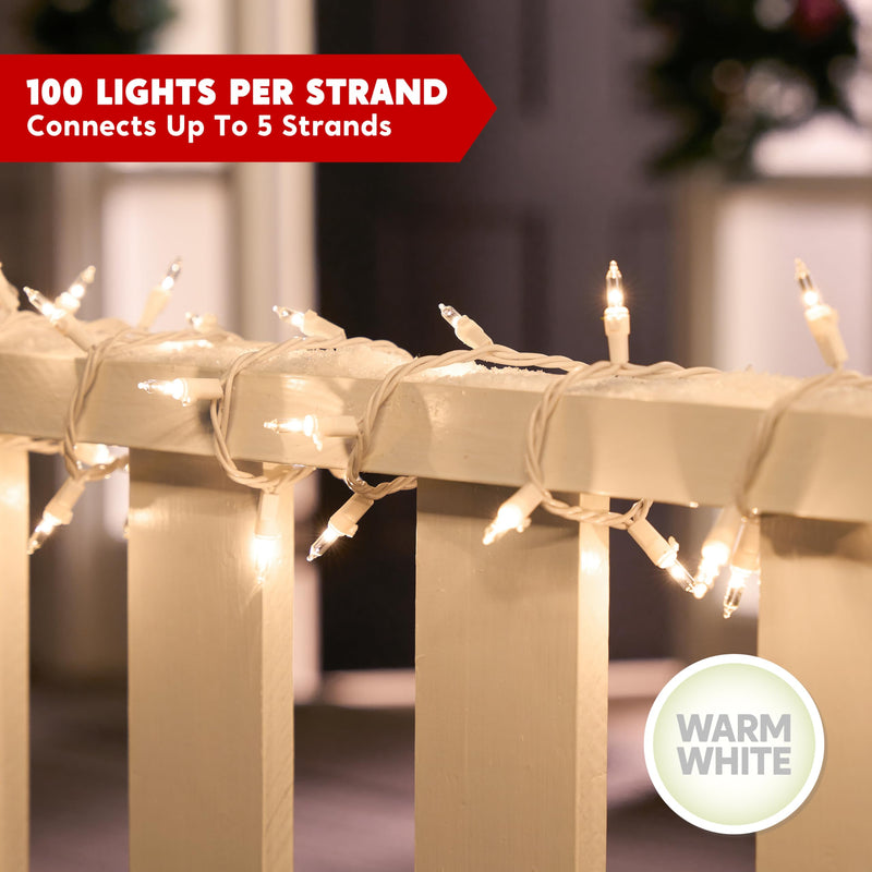 JOIEDOMI Christmas String Lights Indoor,100 Count Mini Warm Fairy Light,21.5FT Lighting Decor for Patio Dorm Classroom Bedroom Holiday Wedding Party Garland Birthday Festival Valentines Day,White Wire White 100ct