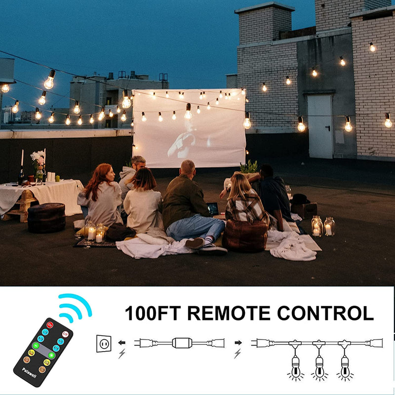 Outdoor Dimmer for String Lights,350 W String Light Dimmer Switch,100 FT Remote Control Dimming Timer for Led Light,Lamp and Patio Light,Dimmer for Outdoor String Light,Dimmer Plug,Timer,Waterprooof