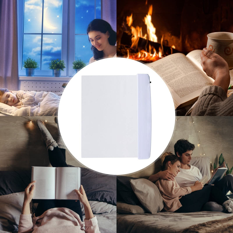 Juesi Flat Book Light for Reading in Bed at Night Clear LED Book Full Page Light Illuminator Panel Plate Lamp Board Wireless (White)