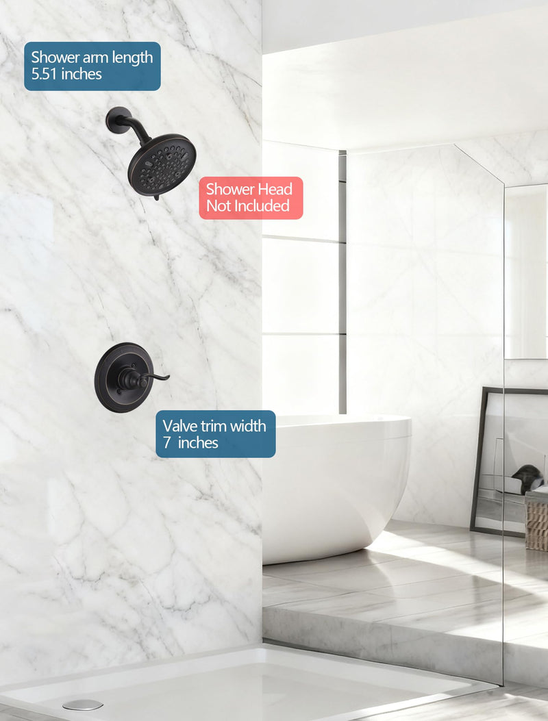 Shower Faucet Trim Kit for Delta 13/14 Series, with Shower Arm & Shower Cover Plate and Handle, Oil Rubbed Bronze Metal (No Valve/Cartridge)