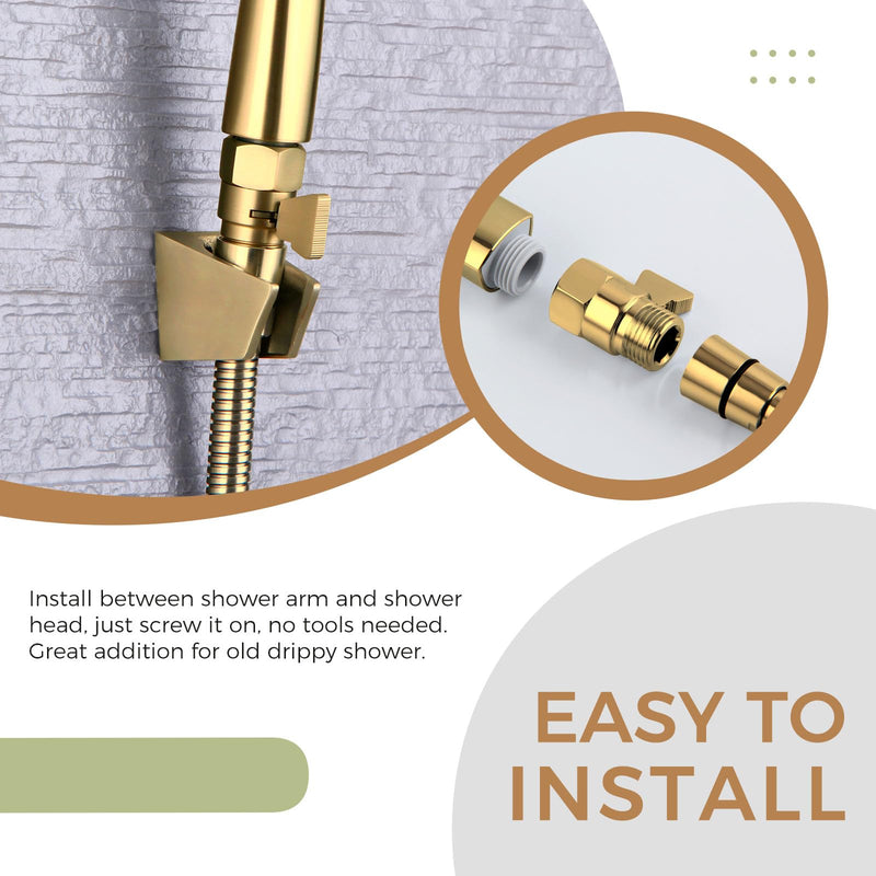 Aomasi Shower Flow Control Valve, Brass Water Restrictor for Shower Head, Titanium Gold