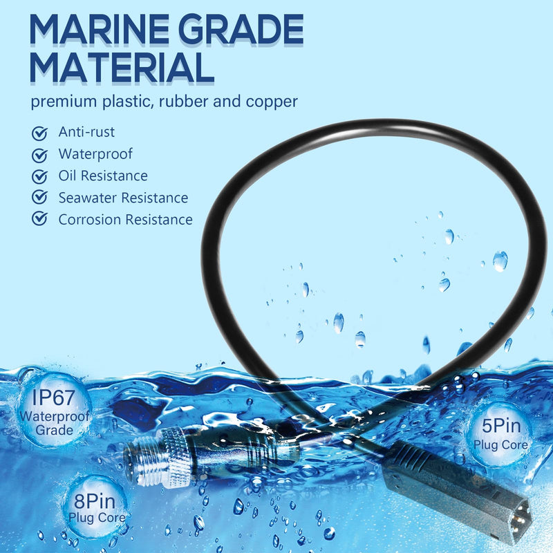Bonbo 720074-12 AS EC QDE Ethernet Adapter Cable for Humminbird Helix 8, 9, 10, 12, 15 Fish Finders, for Helix 7 G2N & G3N Models (12 Inches, 5-Pin to 8-Pin)