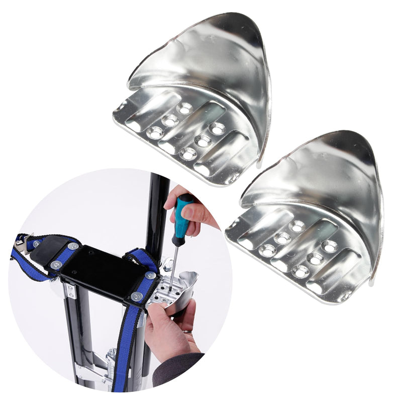 2 Pack Drywall Stilts Heel Bracket Replacement Kits for Stilts, Pair of Stilts Accessories with Heel Bracket, Silver Aluminum Adjustable Sole Part for Drywall, Construction, High Wall Painting