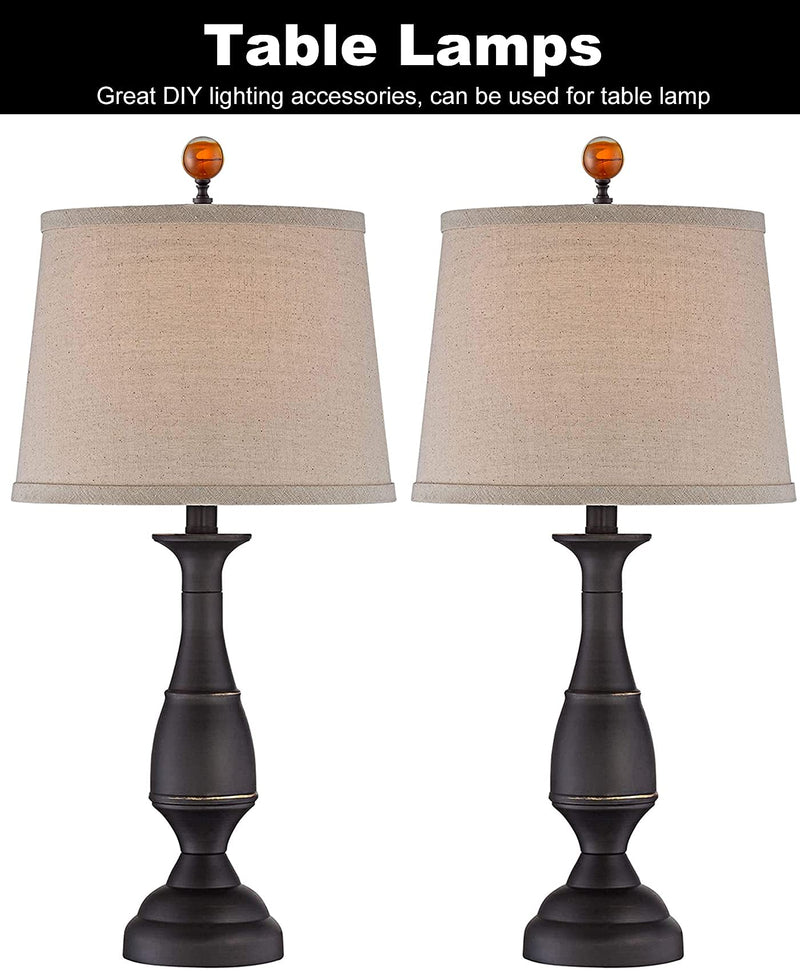 Qc 1 Pack Tawny Crystal Lamp Finial Cap - Handmade, Ball Shaped Patterned Glass with Screw Knob Base, Decoration Accessories for Table and Floor Lamp Shade Top (2 Inches Tall, Bronze Finish)