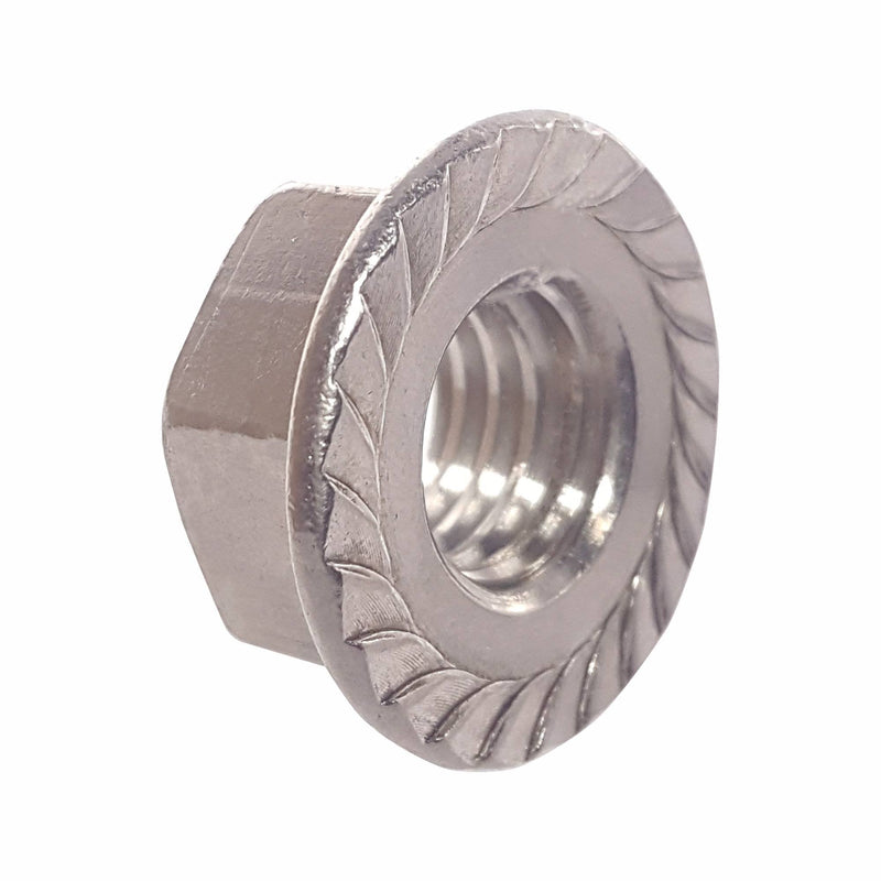 Serrated Flange Nuts - 1/2"-13 (10-Pack) Coarse, Plain Finish, Stainless Steel 18-8 Hex Lock Hardware Nuts for Industrial & Home Use 1/2-13 (10 Pack)