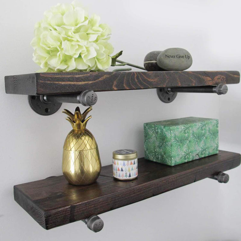 1/2" Industrial Black Iron Pipe Shelf Brackets, Rustic Wall Mounted DIY Shelving Brackets Hanging Custom Pipe Brackets for Floating Shelves (2, 6") 2 6 Inch