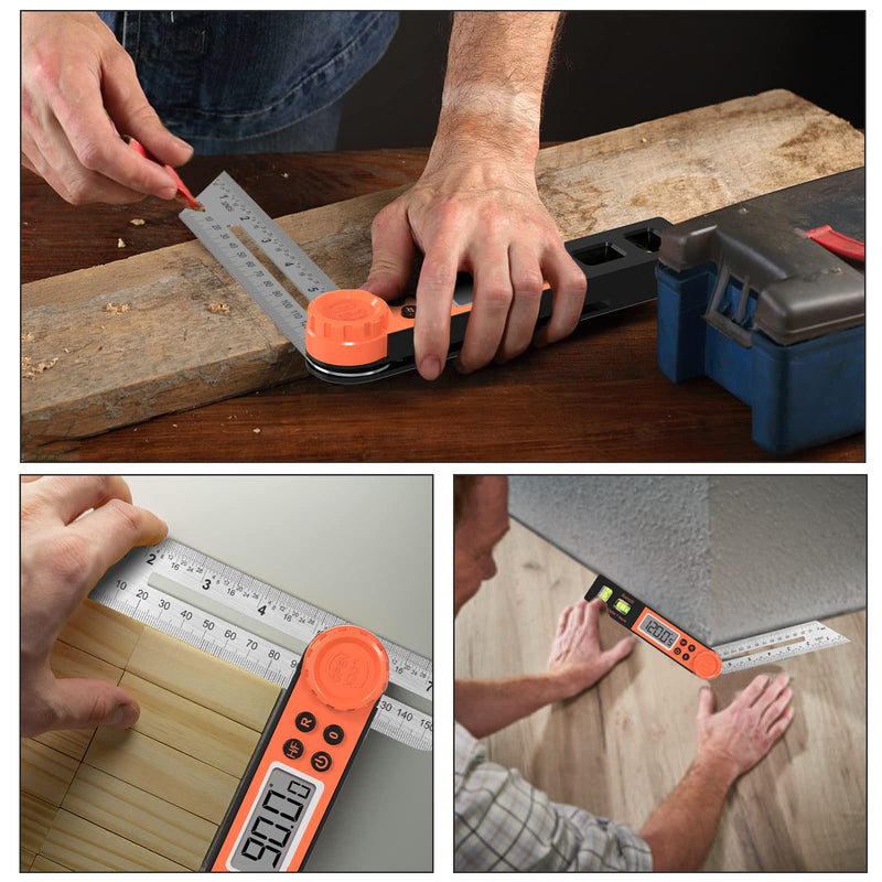 Digital Angle Finder Protractor 0-360 Degree T-Bevel Gauge & Protractor with Horizontal Vertical Bubble & Full LCD Display for Woodworking, Metalworking, Construction 1 X T-Bevel Protractor