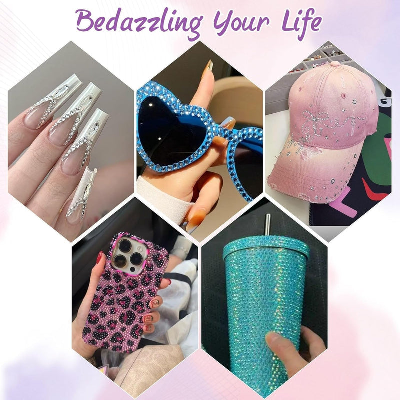 Bedazzler Kit with Rhinestones, Hotfix Applicator, DIY Hot Fix Rhinestone Setter, Hot Fixed Bedazzling Kit, 4380 Pcs, Crystal AB, Clear Box Set - NewNest Australia