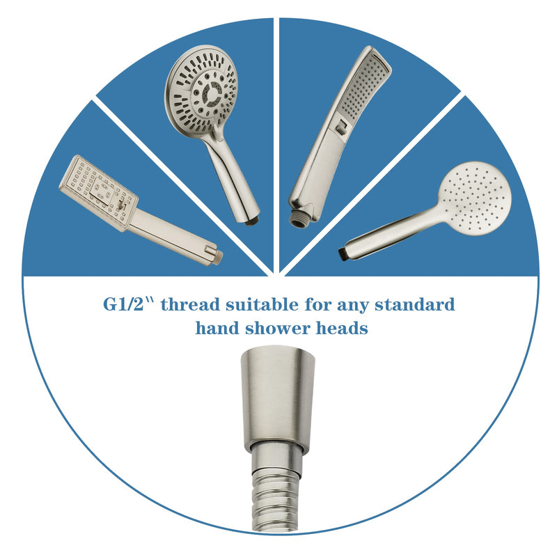 BRIGHT SHOWERS Shower Hose For Hand Held Shower Heads, 79 Inches Cord Extra Long Stainless Steel Hand Shower Hose, Ultra-Flexible Replacement Part with Brass Insert, Brushed Nickel 79 Inch - NewNest Australia