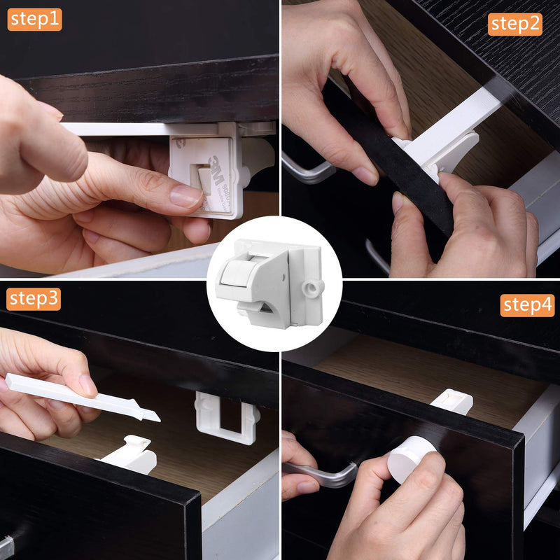 Vmaisi Baby Proofing Magnetic Cabinet Locks (9 Locks and 2 Keys) Standard 9.0