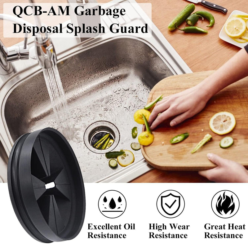Garbage Disposal Splash Guards 3 3/8" Sink Baffle QCB-AM Replacement for InSinkErator Evolution Series, Upgraded Removable Quiet Collar Drain Plugs, Garbage Disposer Accessories, Black Deep Black - 1 Pack