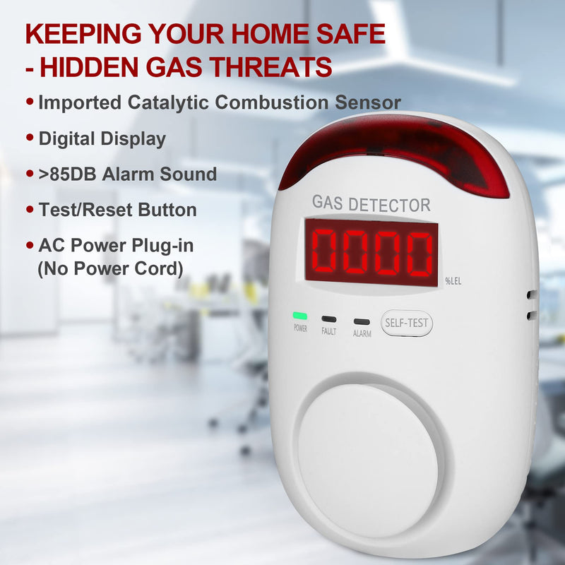 Gas Leak Detector for Home - Plug in Gas Detector for Home Natural Gas,Combustible Gas Detector for LNG, LPG, Propane, Methane. 1